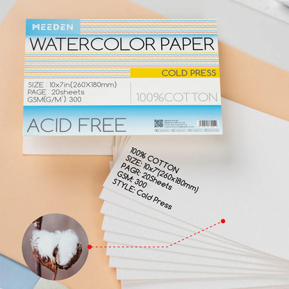 MEEDEN Watercolor Paper Pad 20 Sheets Cold Pressed