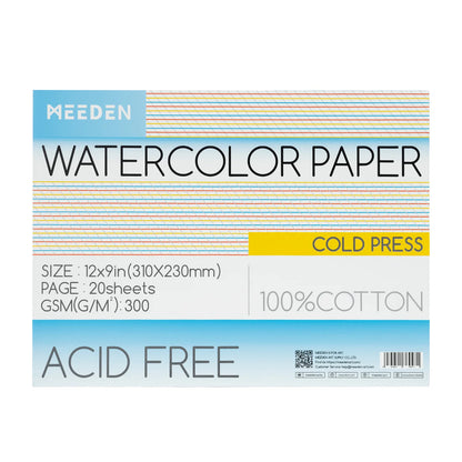 MEEDEN Watercolor Paper Pad 20 Sheets Cold Pressed