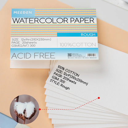 MEEDEN  Watercolor Paper Pad 20 Sheets Rough