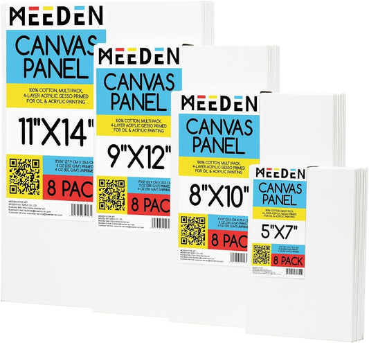 Meeden Canvas Panel 100% Cotton Canvas Gesso Primed Acid Free