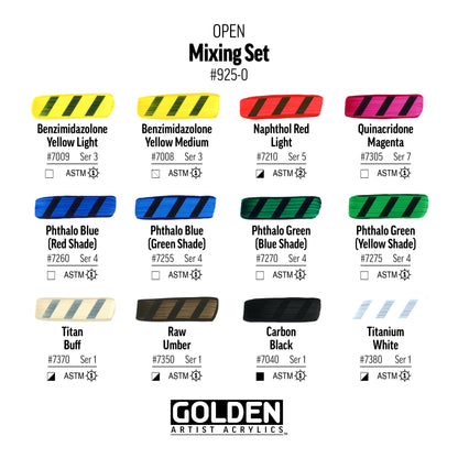 GOLDEN ACRYLIC PAINT OPEN Mixing Set