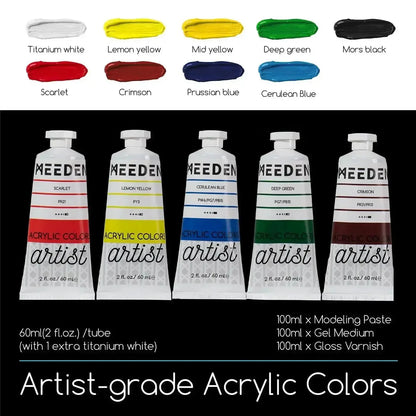 MEEDEN Artist Acrylic Painting Set with Black Tabletop Easel Box