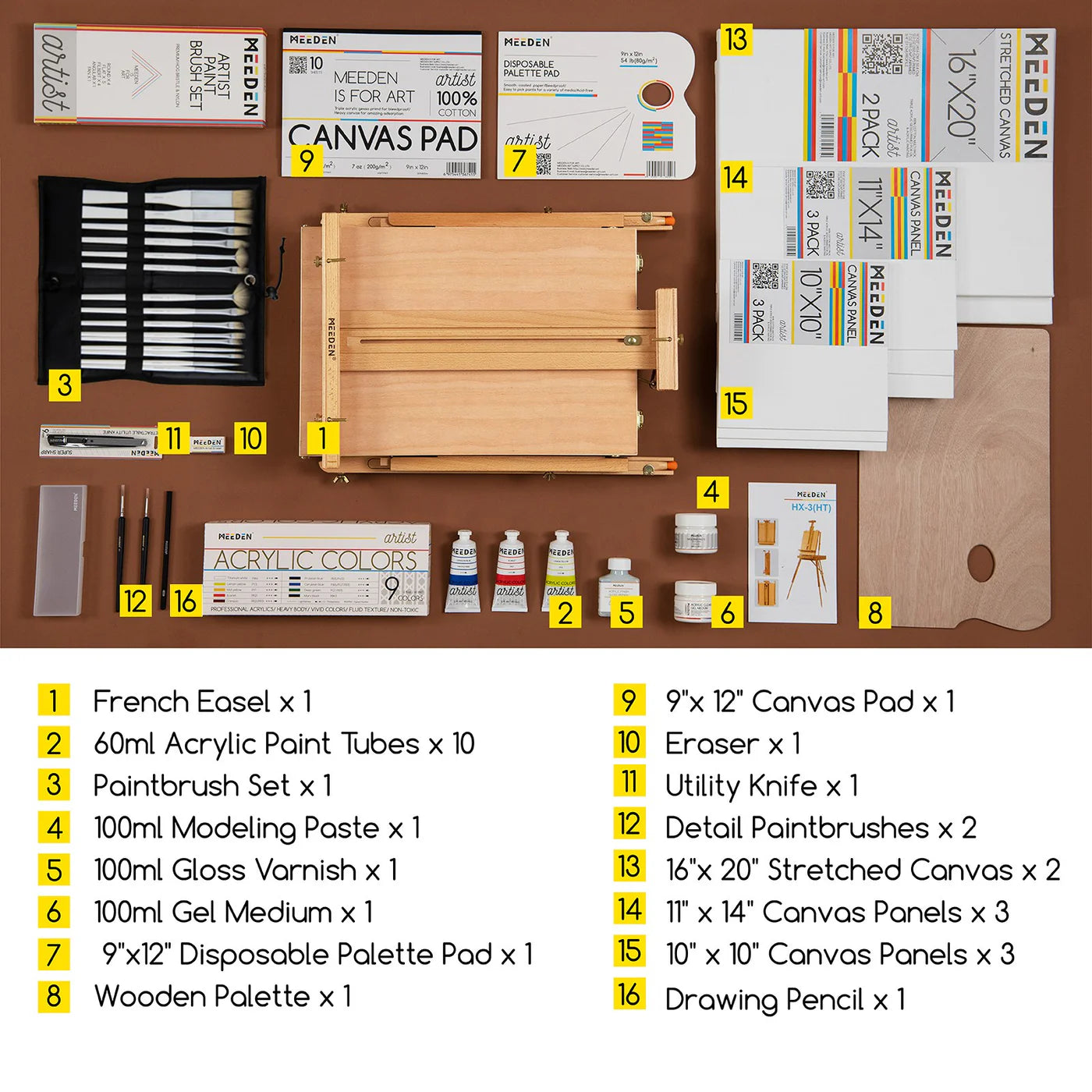 MEEDEN Professional Artist Acrylic Painting Set with French Easel