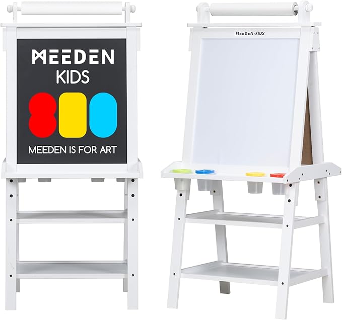 MEEDEN Solid Pine Wood Double-Sided Kids Art Easel -White