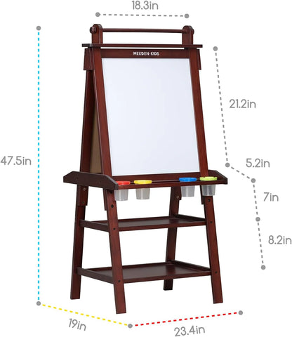 MEEDEN Solid Pine Wood Double-Sided Kids Art Easel  -Walnut