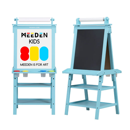 MEEDEN Solid Pine Wood Double-Sided Kids Art Easel  -Blue