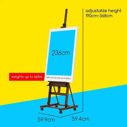 MEEDEN Large H-Frame Artist Easel with Large Tray-Walnut-W02D