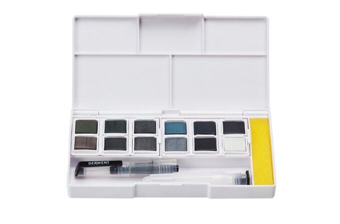 Derwent Charcoal Paint Pan Palette, 12 Colours