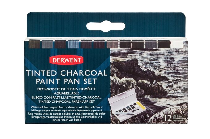 Derwent Charcoal Paint Pan Palette, 12 Colours