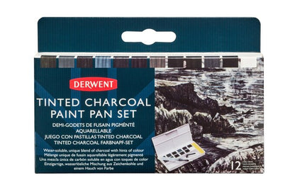 Derwent Charcoal Paint Pan Palette, 12 Colours