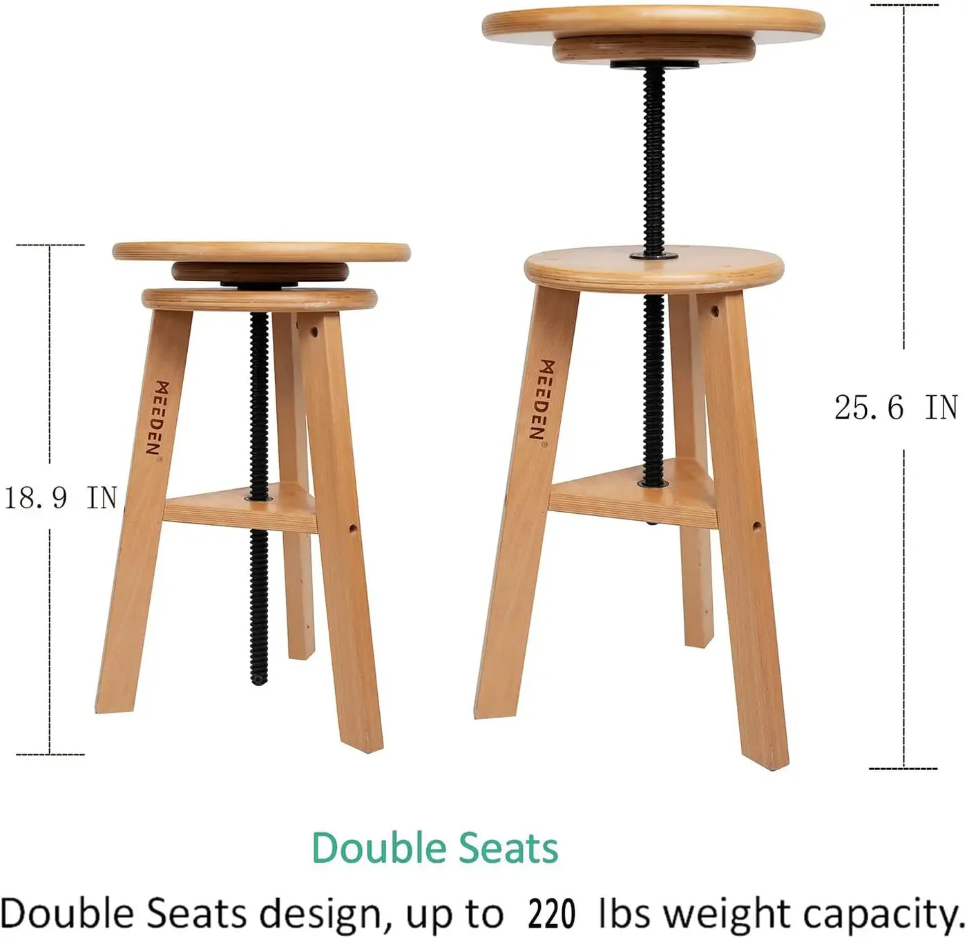 MEEDEN Wooden Drafting Stool with Adjustable Height-Natural-G-005