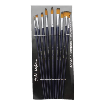 Giorgione Gold Nylon Brush Set Mix 9pcs (12″ Long Handles)