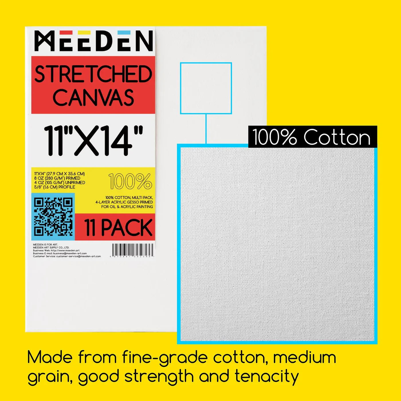 MEEDEN 100% Cotton Stretched Canvas, Multi-Size, Pack 10 PCS