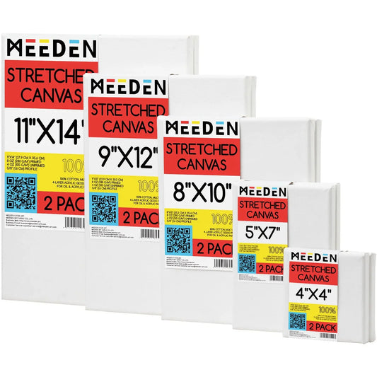 MEEDEN 100% Cotton Stretched Canvas Single and Packs