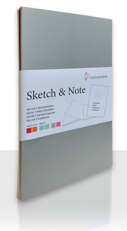 HAHNEMUHLE Sketch & Note 125gsm grey&fuchsia A6 2Booklets 20 sheets