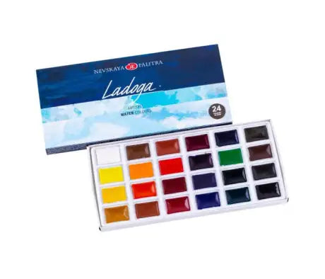 Ladoga Watercolor Set 24 colors Cardboard Box - Full Pan